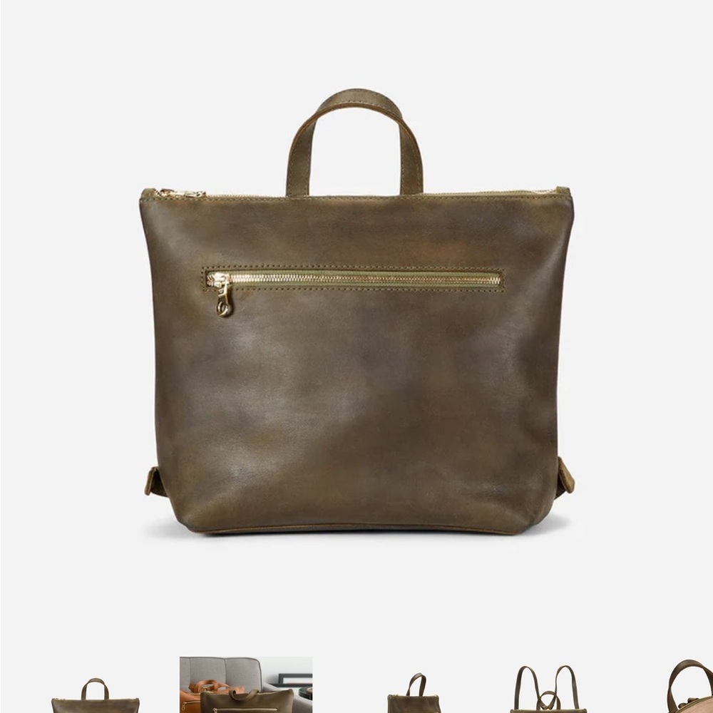 Parker Olive Brown Leather Backpack